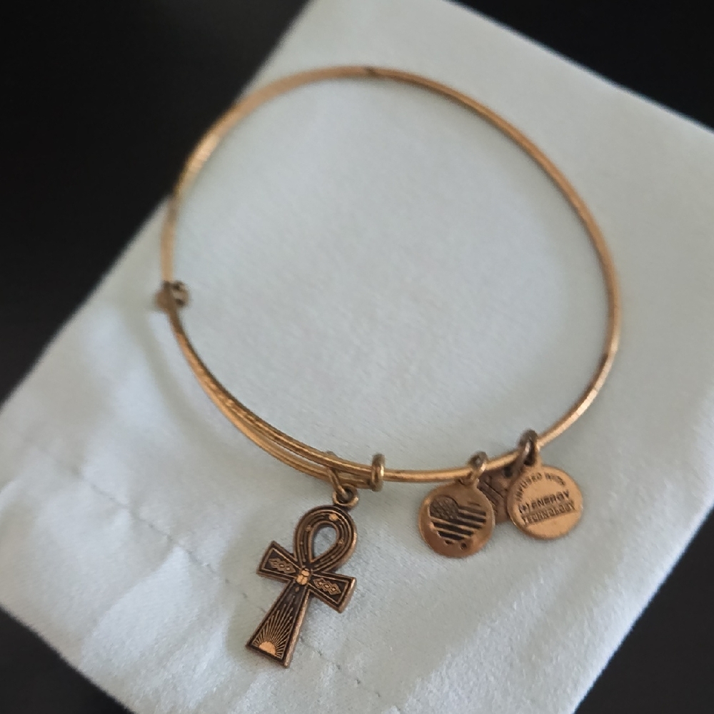 Alex and Ani Gold Ankh Charm Bracelet